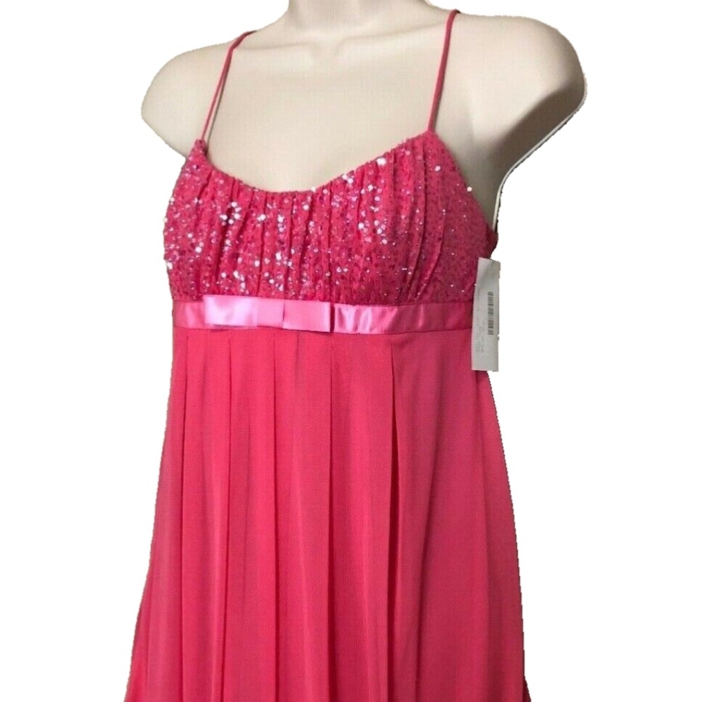 (NWT) LOVE Juniors Pink Sparkle/Pleated Spaghetti Strap Prom/Party Dress Size M